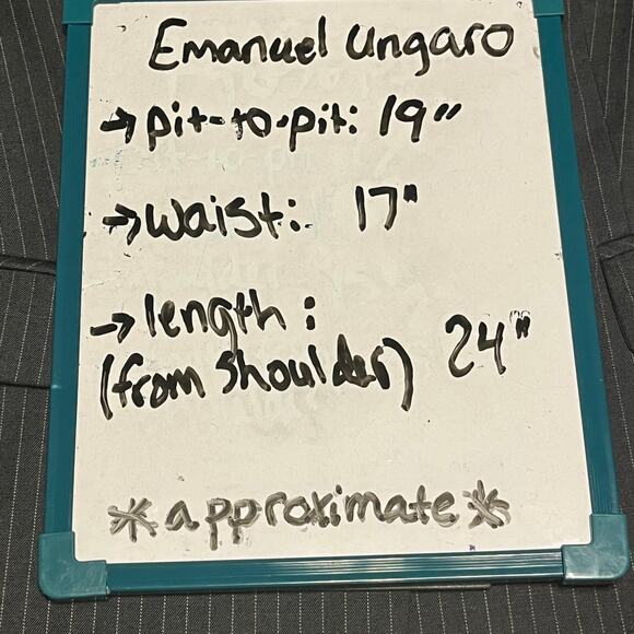 Emanuel Ungaro sz 10 Pinstripe Wool Blazer Gray Career Workwear Office Classic - Picture 8 of 8